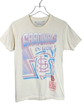 MITCHELL & NESS S St. Louis Cardinals Graphic Tee — Cream with Pink & Blue Print